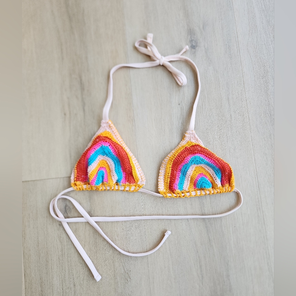 Xhilaration Rainbow Crochet Bikini Top